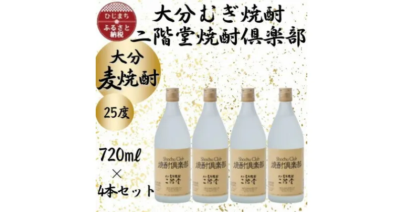 【ふるさと納税】大分むぎ焼酎　二階堂焼酎倶楽部25度(720ml)4本セット【1456953】