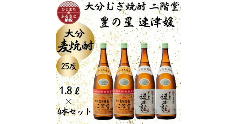 【ふるさと納税】大分むぎ焼酎　二階堂2本と速津媛2本25度(1800ml)4本セット【1455242】