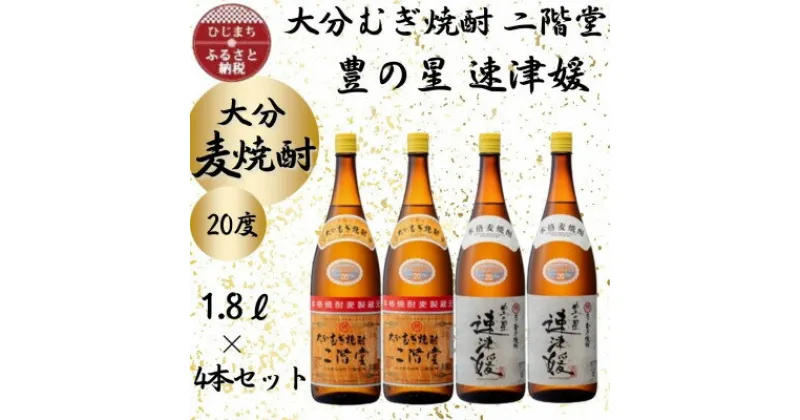 【ふるさと納税】大分むぎ焼酎　二階堂2本と速津媛2本20度(1800ml)4本セット【1455588】