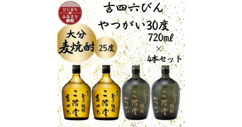 【ふるさと納税】大分むぎ焼酎　二階堂吉四六瓶25度2本とやつがい30度2本(720ml)4本セット【1455820】