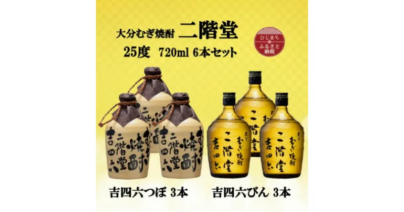 【ふるさと納税】大分むぎ焼酎　二階堂吉四六つぼ3本と吉四六瓶3本25度(720ml)6本セット【1493905】