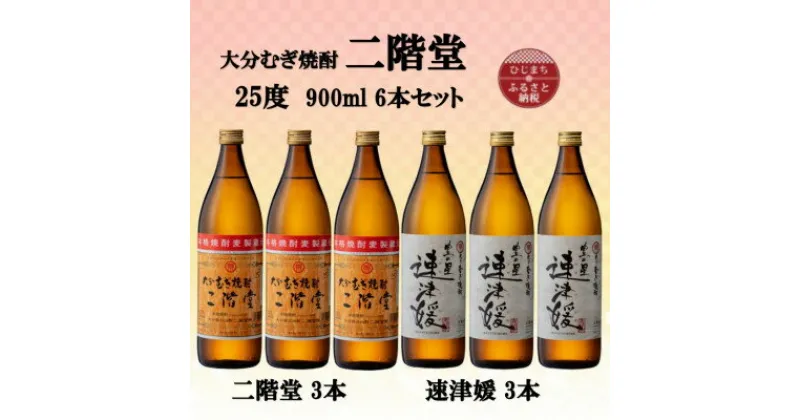 【ふるさと納税】大分むぎ焼酎　二階堂3本と速津媛3本25度(900ml)6本セット【1494107】