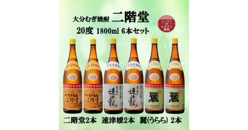 【ふるさと納税】大分むぎ焼酎　二階堂2本と速津媛2本と麗(うらら)2本20度(1800ml)飲みくらべ6本セット【1494824】