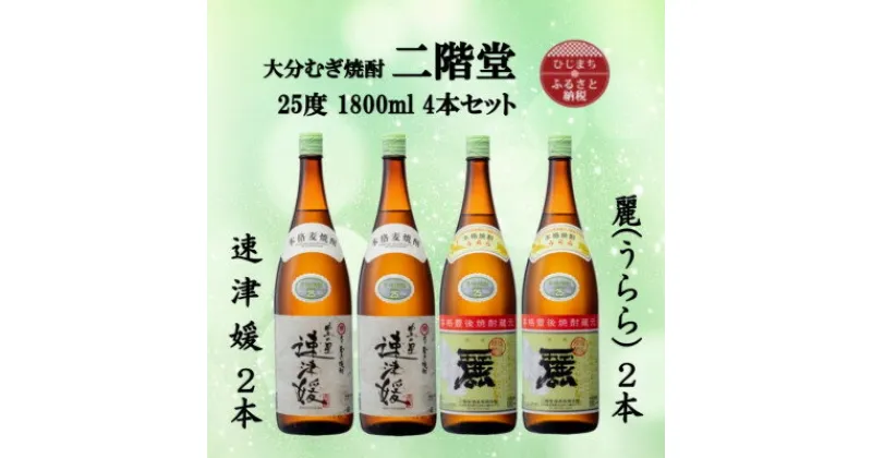 【ふるさと納税】大分むぎ焼酎　二階堂速津媛2本と麗(うらら)2本25度(1800ml)4本セット【1494846】