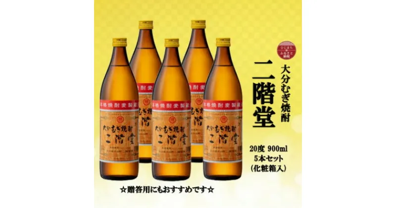 【ふるさと納税】【のし付き】 大分むぎ焼酎　二階堂20度(900ml)化粧箱入り5本セット【1516218】