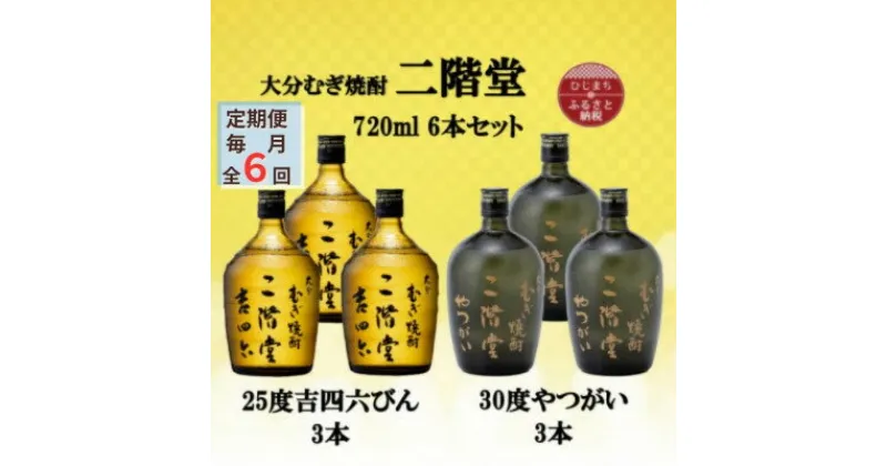 【ふるさと納税】【毎月定期便】二階堂吉四六瓶25度3本とやつがい30度3本(720ml)6本セット全6回【4055491】