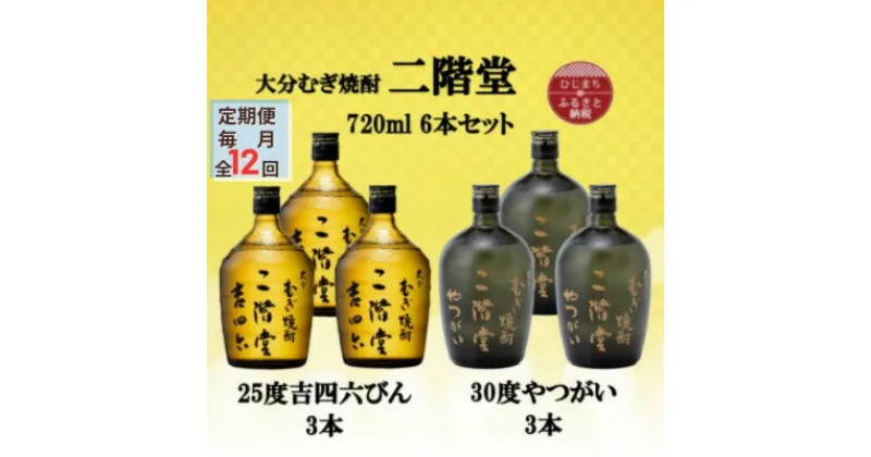 【ふるさと納税】【毎月定期便】二階堂吉四六瓶25度3本とやつがい30度3本(720ml)6本セット全12回【4055493】