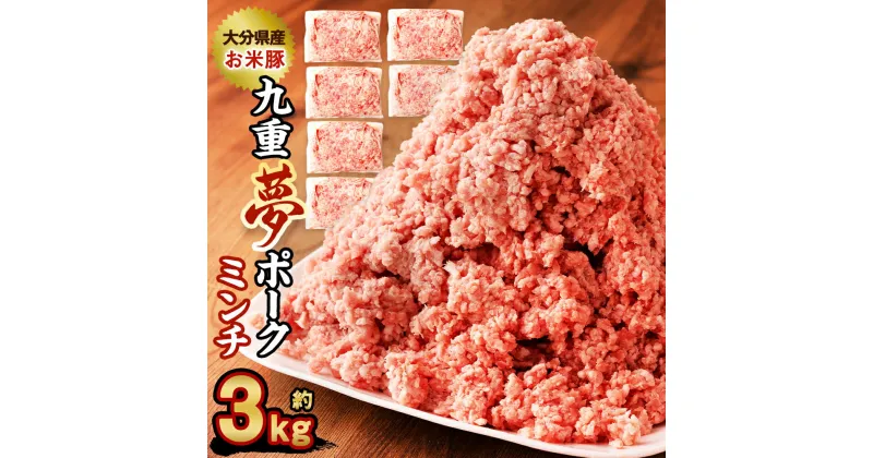 【ふるさと納税】九重夢 ポーク お米豚 ミンチ 合計3kg 500g×6パック 九重夢ポーク SPF豚 豚肉 小分け 真空パック お肉 豚ミンチ ひき肉 挽肉 挽き肉 国産 九州産 大分県産 九重町産 冷凍 送料無料