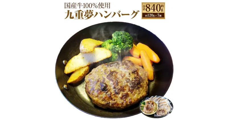 【ふるさと納税】 九重 “夢” ハンバーグ 焦げ目付き 国産牛 100％ 合計840g 120g×7個 牛肉 真空 包装 時短 湯煎 簡単 冷凍 国産 九州産 大分県産 九重町産 送料無料