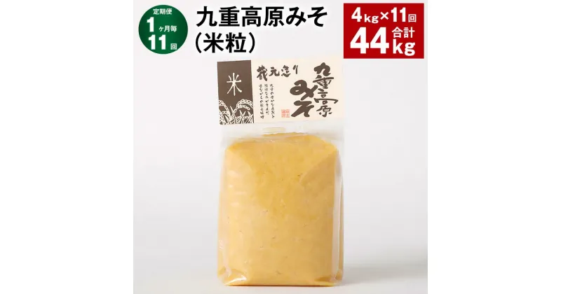 【ふるさと納税】【定期便】【1ヶ月毎11回】九重高原みそ（米粒） 1kg×4袋 計44kg（4kg×11回） 米みそ 味噌 甘口 大豆 手作り 調味料 大分県産 九州 国産 大分県 九重町 送料無料