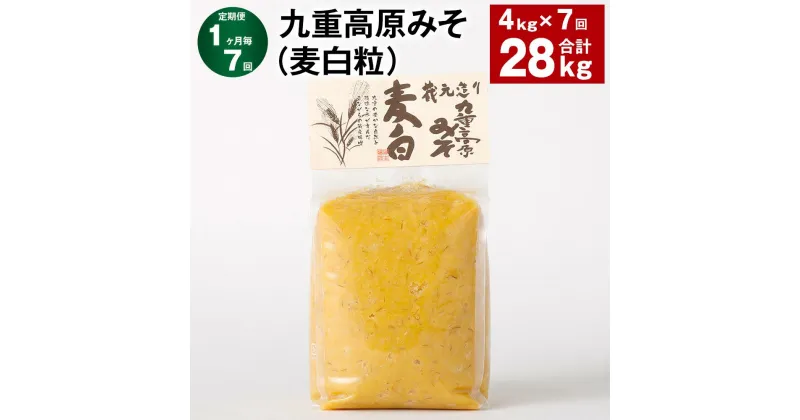 【ふるさと納税】【定期便】【1ヶ月毎7回】九重高原みそ（麦白粒） 1kg×4袋 計28kg（4kg×7回） 麦みそ 味噌 白色系 大麦 大豆 調味料 大分県産 九州 国産 大分県 九重町 送料無料