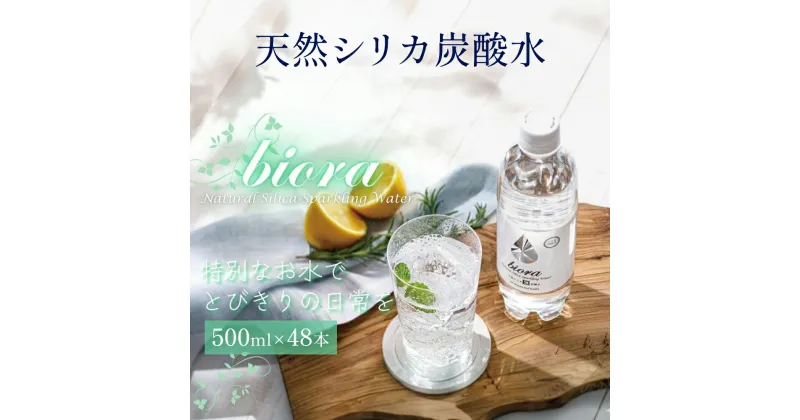 【ふるさと納税】 biora天然シリカ炭酸水 500ml×48本(2ケース) A’-10 biora 天然シリカ 炭酸水 500ml×48本 大分県 玖珠町 採水 水 飲料 シリカ 軟水 ミネラル 水分補給 美容 健康 続けやすい 高吸収力 自然 ミネラルウォーター 防災 備蓄