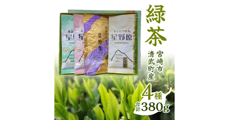 【ふるさと納税】宮崎市 清武町産 緑茶4点セット 計380g 特別栽培茶 やぶきた 上煎茶 白折茶 石山製茶園 特別栽培茶 うま味 甘味 1番茶 若芽 渋味 独特の香り 宮崎県 宮崎市 送料無料