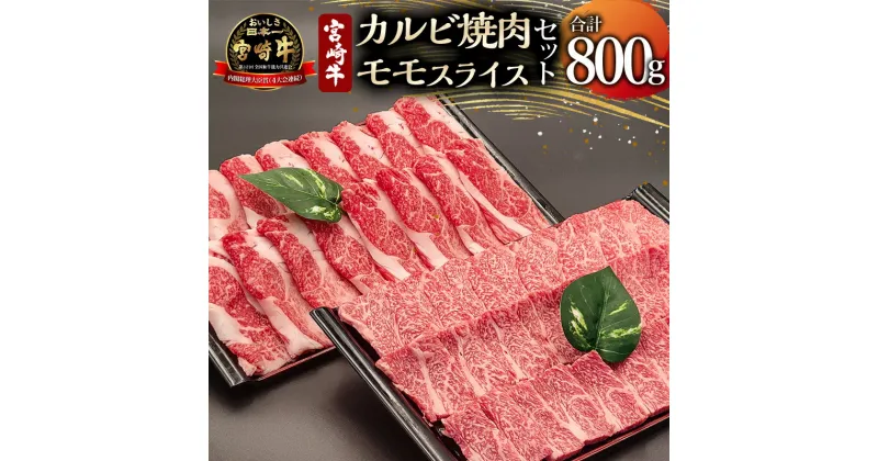 【ふるさと納税】 《レビューキャンペーン》宮崎牛 カルビ焼肉・モモスライス セット 計800g 牛肉 肉 お肉 精肉 モモ肉 カルビ スライス 牛肉セット 牛 ブランド牛 国産牛 黒毛和牛 和牛 焼肉 すき焼き しゃぶしゃぶ すきしゃぶ 冷凍 パック グルメ 宮崎県 宮崎市 送料無料