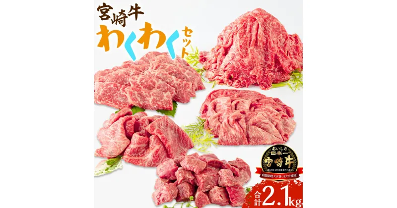 【ふるさと納税】宮崎牛わくわく2.1kgセット 牛肉 お肉 食品 牛モモ しゃぶしゃぶ 焼肉 すき焼き サイコロ ステーキ 切り落とし コンプリートセット 豪華 ディナー 贈答用 冷凍 宮崎県 宮崎市 送料無料