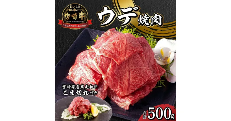 【ふるさと納税】宮崎牛 ウデ 焼肉 400g×1 宮崎県産 黒毛和牛 こま切れ 100g×1 合計500g ミヤチク 赤身 カルビ ロース 冷凍 日本食肉格付協会 格付基準 A5等級 A4等級 お肉 国産牛 食品 畜産物 宮崎県 宮崎市 送料無料 お肉