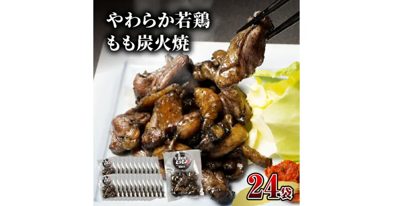 【ふるさと納税】やわらか 若鶏もも 炭火焼き 100g×24袋 宮崎名物炭火焼 ジューシー 旨味 厳選 国産鶏 岩塩 ブレンド 調味料 お肉 国産 食品 畜産物 宮崎県 宮崎市 送料無料