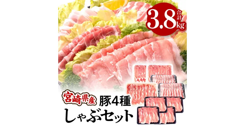 【ふるさと納税】宮崎県産 4種 豚しゃぶ セット 合計3.8kg 豚ロース 400g×2パック 豚肩ロース 400g×1パック 豚バラ 400g×2パック 豚モモ 450g×4袋 冷凍 豚肉 豚 肉 グルメ お取り寄せグルメ 宮崎県 宮崎市 送料無料