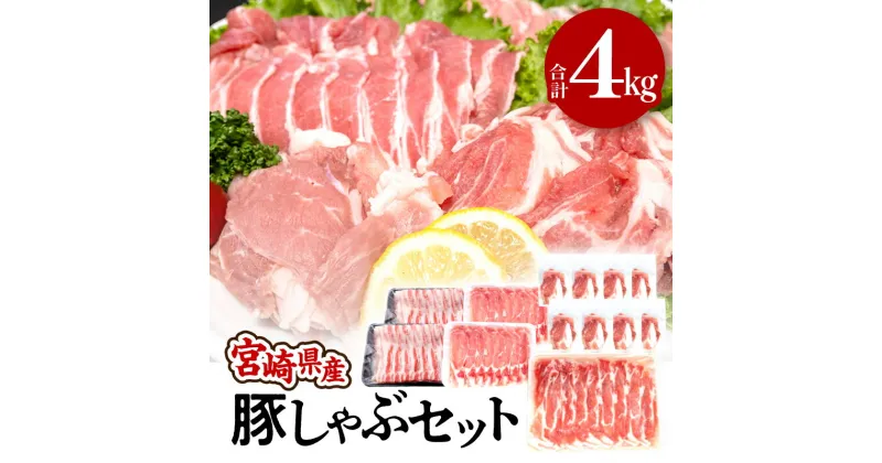 【ふるさと納税】 宮崎県産 豚しゃぶ セット 合計4kg 豚ロース 400g×2パック 豚肩ロース 400g×1パック 豚バラ 400g×2パック 豚小間 250g×8袋 小分け グルメ お取り寄せグルメ 宮崎県 宮崎市 送料無料