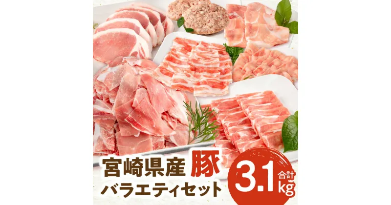 【ふるさと納税】宮崎県産豚 バラエティセット 7種 合計 3.1kg 豚ローストンカツ 5枚 500g 豚ロースしゃぶ 300g 1パック ミヤチク 豚肩ロースしゃぶ 豚ウデ小間切れ 豚バラしゃぶ 豚しゃぶ 豚肉 豚 肉 精肉 料理 使い勝手 普段使い お弁当 宮崎県 宮崎市 送料無料 お肉