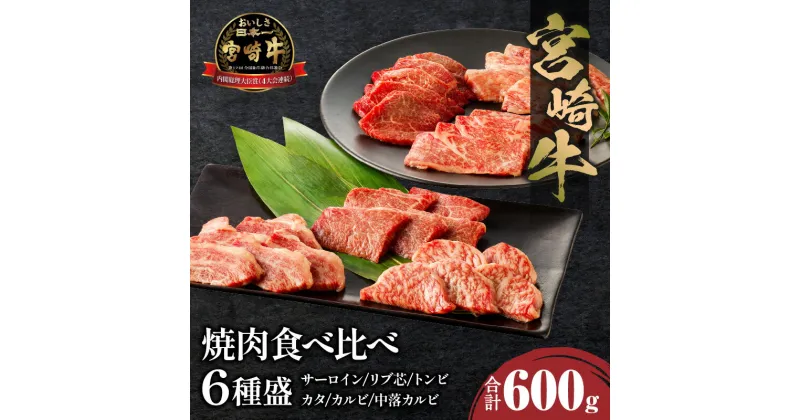 【ふるさと納税】宮崎牛 焼肉食べ比べ6種盛 600g サーロイン リブ芯 トンビ カタ カルビ 中落カルビ 赤身 焼肉 食べ比べ バーベキュー 黒毛和牛 国産牛 ブランド牛 牛肉 牛 肉 4等級以上 BBQ 畜産 グルメ お取り寄せ 贈り物 ギフト プレゼント 宮崎県 宮崎市 送料無料