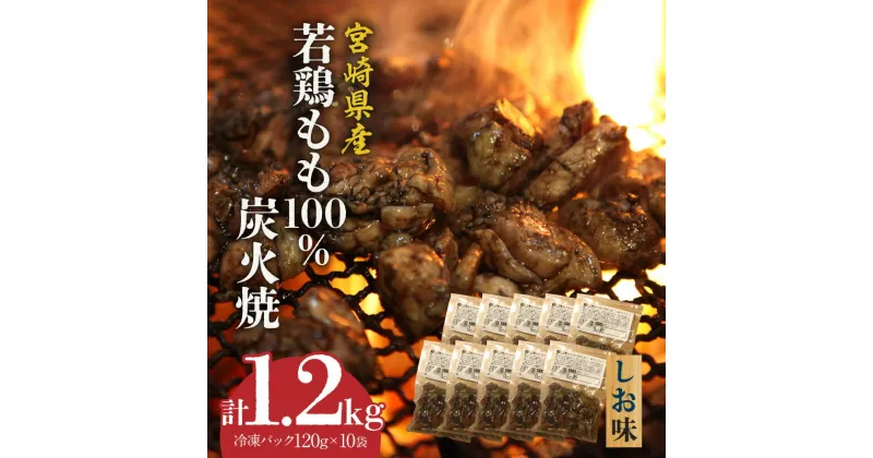 【ふるさと納税】宮崎県産 若鶏もも 100% 炭火焼 冷凍 パック 120g 10袋 計1.2kg しお味 しお 宮崎県産若鶏 若鶏 もも もも肉 肉 炭火 若鶏炭火焼 簡単調理 レンジ 湯せん 小分け おすすめ 使い勝手 グルメ お取り寄せ 宮崎県 宮崎市 送料無料