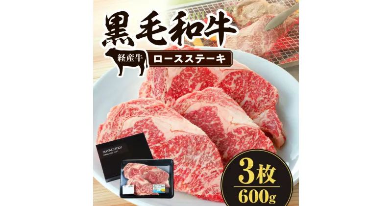 【ふるさと納税】黒毛和牛 経産牛 ロースステーキ 3枚 計600g 牛肉 肉 お肉 精肉 ロース ステーキ 和牛 国産牛 国産 宮崎県産 焼肉 BBQ アウトドア キャンプ グルメ お取り寄せ お取り寄せグルメ ご褒美 贈り物 贈答 ギフト 自分用 料理 おかず 宮崎県 宮崎市 送料無料