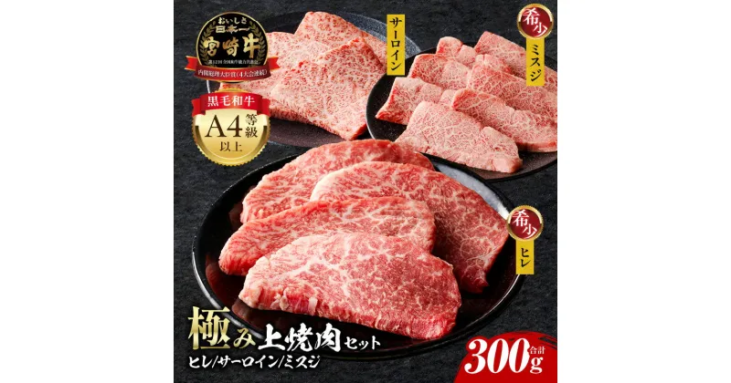 【ふるさと納税】宮崎牛 極み上焼肉セット 焼肉セット セット 詰め合わせ 食べ比べ 味比べ 牛肉 肉 お肉 赤身 赤身肉 ヒレ サーロイン ミスジ 牛ヒレ 牛サーロイン 牛ミスジ 宮崎県産 国産 黒毛和牛 和牛 ブランド牛 4等級以上 焼肉 BBQ アウトドア 宮崎県 宮崎市 送料無料