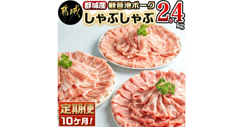 【ふるさと納税】都城産「観音池ポーク」しゃぶしゃぶ2.4kgセット定期便(10ヶ月) – 豚肉が毎月届く定期便 ロースしゃぶしゃぶ肉/肩ロースしゃぶ/豚バラしゃぶ 各400g×2パック 計6パックを10回お届け 送料無料 T120-7201【宮崎県都城市は2年連続ふるさと納税日本一！】