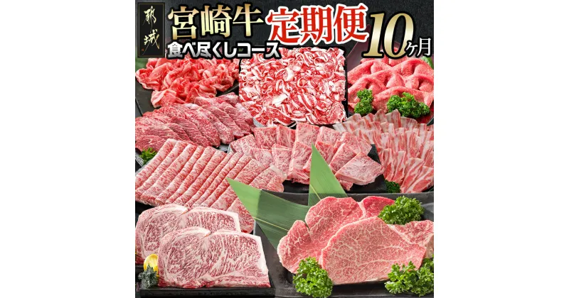 【ふるさと納税】迷ったらコレ！宮崎牛食べ尽くし定期便(10ヶ月) – 牛肉 バラ/赤身/サーロインステーキ/ヒレステーキ/ロース/焼き肉/しゃぶしゃぶ/すき焼き/スライス/切り落とし Mの国黒豚 送料無料 T120-0101【宮崎県都城市は2年連続ふるさと納税日本一！】