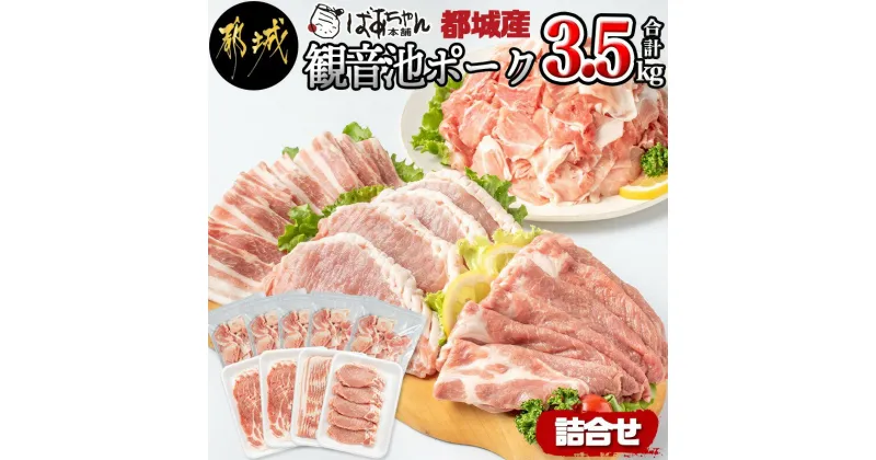 【ふるさと納税】観音池ポーク詰合せ3.5kg – 銘柄豚肉セット 豚ロースとんかつ用/豚バラスライス(各500g) 豚肩ローススライス肉(500g×2) ウデ・モモ切落とし 送料無料 MJ-1521【宮崎県都城市は2年連続ふるさと納税日本一！】