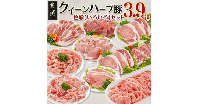 【ふるさと納税】「クイーンハーブ豚」色彩(いろいろ)3.9kgセット – 豚肉を堪能 小分け 一人暮らし カット×部位が8種類楽しめる 食べ比べ しゃぶしゃぶ/焼肉/とんかつ用 ロース肉/ウデ肉/バラ肉 合計13P 送料無料 AD-2903【宮崎県都城市は2年連続ふるさと納税日本一！】