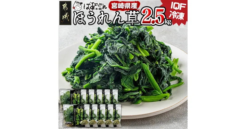 【ふるさと納税】宮崎県産(IQF冷凍)ほうれん草2.5kg – バラ凍結 葉物野菜 カット済ほうれん草 冷凍野菜 IQF冷凍 急速冷凍 必要な分だけ 250g×10P 緑黄色野菜 ホウレンソウ おひたし/胡麻和え/白和え 送料無料 AA-1527 【宮崎県都城市は2年連続ふるさと納税日本一！】