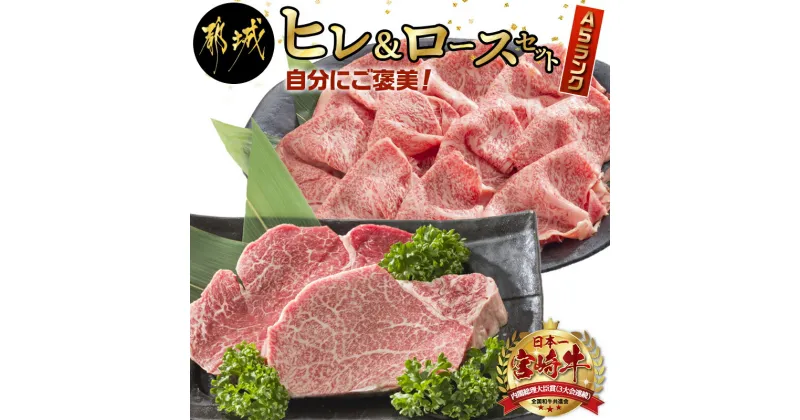 【ふるさと納税】自分にご褒美！宮崎牛(A5)ヒレ＆ロースセット – 牛肉 牛ヒレステーキ ローススライス A5等級/A5ランク 真空パック ステーキソース・塩こしょう付 赤身 冷凍 精肉 ギフト 贈答用 送料無料 AE-0103【宮崎県都城市は2年連続ふるさと納税日本一！】