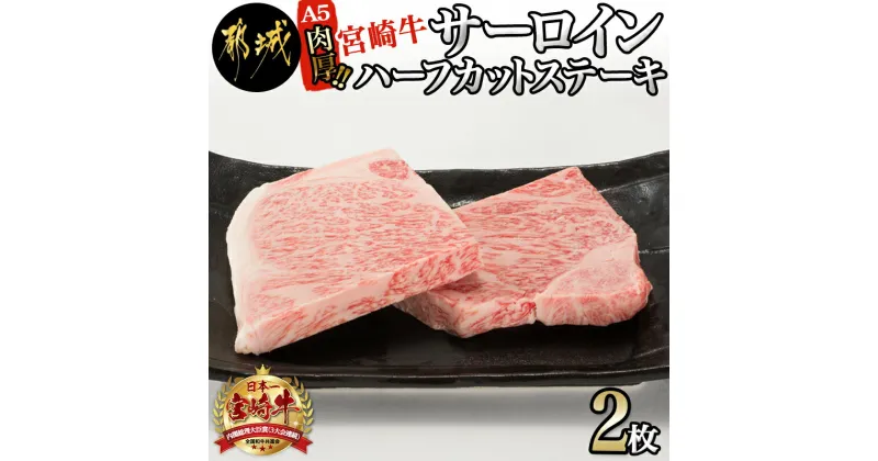 【ふるさと納税】【A5】肉厚！宮崎牛サーロインハーフカットステーキ2枚 – 宮崎牛 A5ランク サーロインステーキ 200g×2 ハーフカット ステーキソース/塩コショウ付 ギフト 贈答用 送料無料 AD-0112 【宮崎県都城市は2年連続ふるさと納税日本一！】