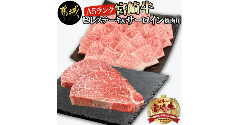 【ふるさと納税】A5 宮崎牛 ヒレステーキ＆サーロイン焼肉用 – 都城産宮崎牛 A5ランク ブランド牛 ヒレステーキ 100g×2枚 サーロイン焼肉用 400g ギフト 贈答用 送料無料 AF-0109 【宮崎県都城市は2年連続ふるさと納税日本一！】