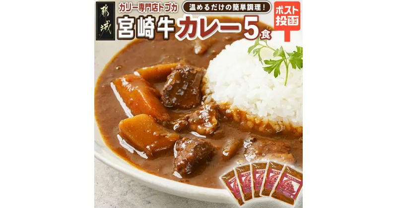 【ふるさと納税】トプカ☆宮崎牛カレー5食セット※ポスト投函 – カレー専門店トプカ 手づくりカレー ご当地カレー ビーフカレー 20種類以上のスパイス スパイシー フルーティー 常温配送 長期間保存可能 送料無料 LD-J904 【宮崎県都城市は2年連続ふるさと納税日本一！】