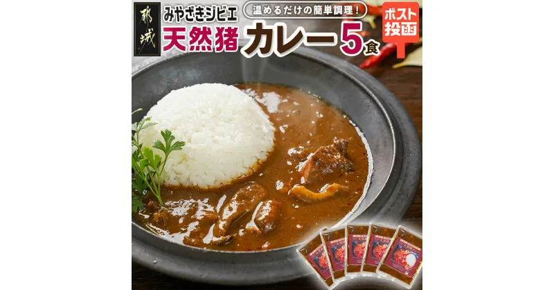 【ふるさと納税】トプカ☆みやざきジビエ天然猪カレー5食セット※ポスト投函 – カレー専門店トプカ 手づくりカレー いのしし肉 ジビエ 肉 20種類以上のスパイス 和風カレー 保存料・着色料 不使用 常温配送 送料無料 LD-J905 【宮崎県都城市は2年連続ふるさと納税日本一！】