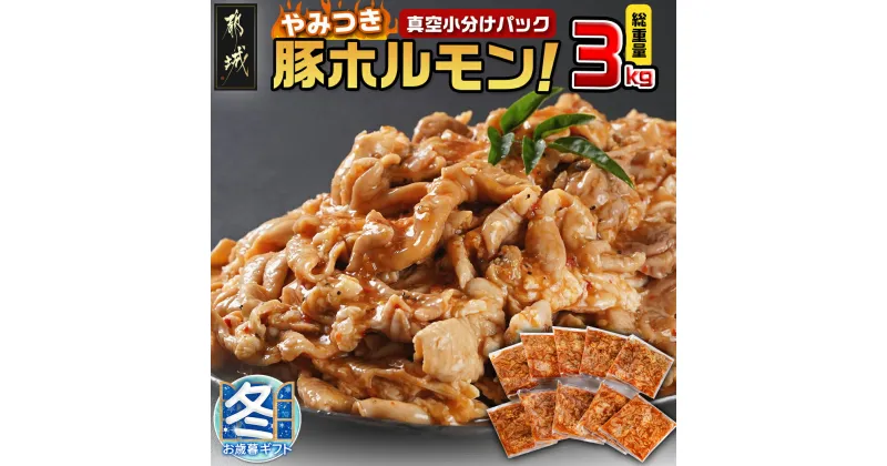 【ふるさと納税】【お歳暮】やみつき豚ホルモン！3kg！真空小分けパック！ – 国産豚 味付きホルモン 300g×10P 真空 小分け 味付き 焼くだけ おつまみ 冷凍 ギフト 期間限定 送料無料 AA-3307-WG【宮崎県都城市は2年連続ふるさと納税日本一！】