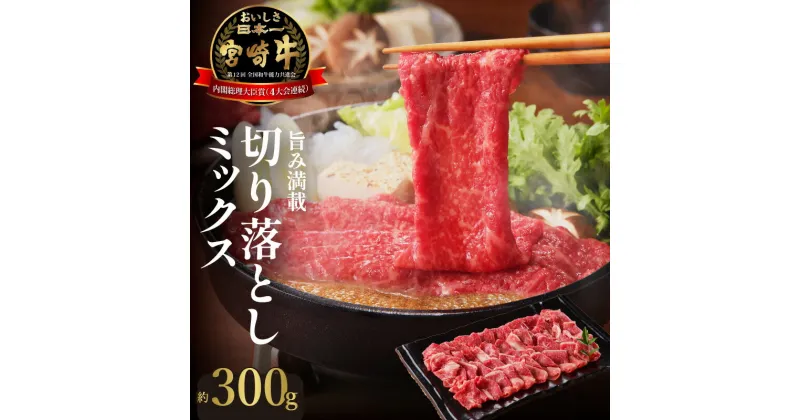 【ふるさと納税】牛肉 宮崎牛 旨み満載 切り落とし ミックス 300g モモ バラ ウデ 国産 冷凍 送料無料