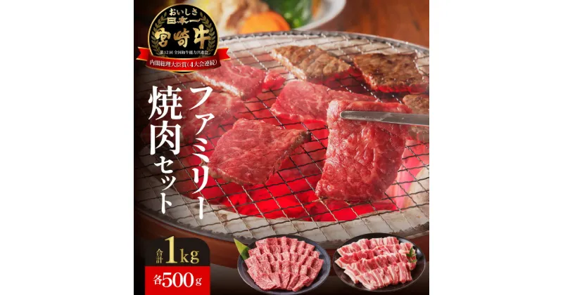 【ふるさと納税】牛肉 宮崎牛 宮崎ブランドポーク 各500g 計1kg 焼肉 セット バーベキュー 国産 冷凍 送料無料