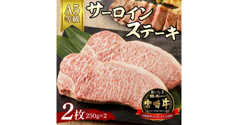 【ふるさと納税】宮崎牛サーロインステーキ2枚（A5等級）250g×2　国産 宮崎県延岡市 冷凍 ギフト 送料無料　化粧箱入り