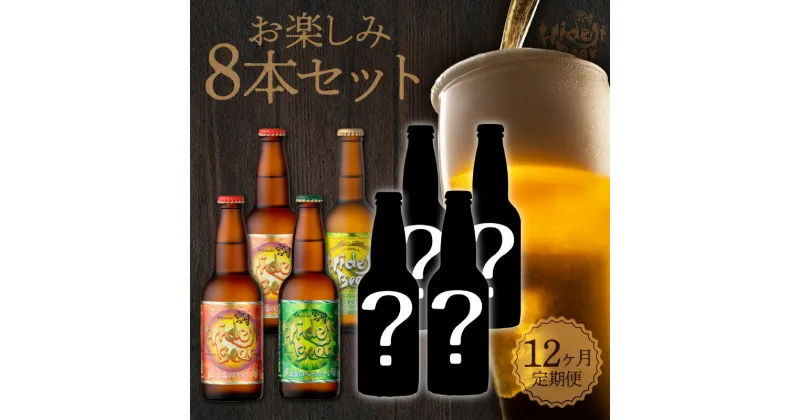 【ふるさと納税】ビール 定期便 12ヶ月 宮崎ひでじビール お楽しみ8本 セット 太陽のラガー 森閑のペールエール 九州CRAFT 日向夏Premium クラフトビール 飲み比べ 地ビール 麦酒 瓶 アルコール 送料無料