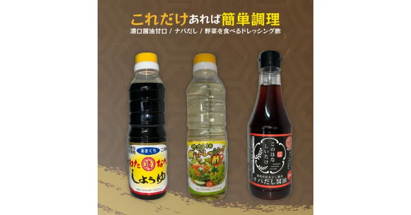 【ふるさと納税】醤油 濃口醤油 甘口 濃口 ナバだし 白だし 生醤油 淡口 ドレッシング酢 ドレッシング 混合醸造 長期熟成 国産原料 調味料 加工品 大豆 ソイソース 宮崎県 延岡市 渡邊味噌醤油醸造 送料無料