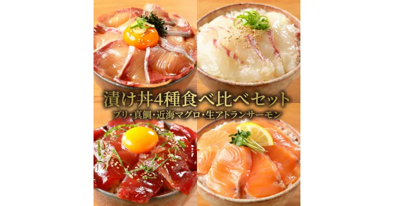 【ふるさと納税】漬け丼 4種 食べ比べセット ブリ 真鯛 近海マグロ 生アトランティックサーモン 各 100g ×2 合計8袋 急速冷凍 冷凍 保存 日向灘 国産 請関水産 宮崎県 延岡市 お取り寄せ 送料無料