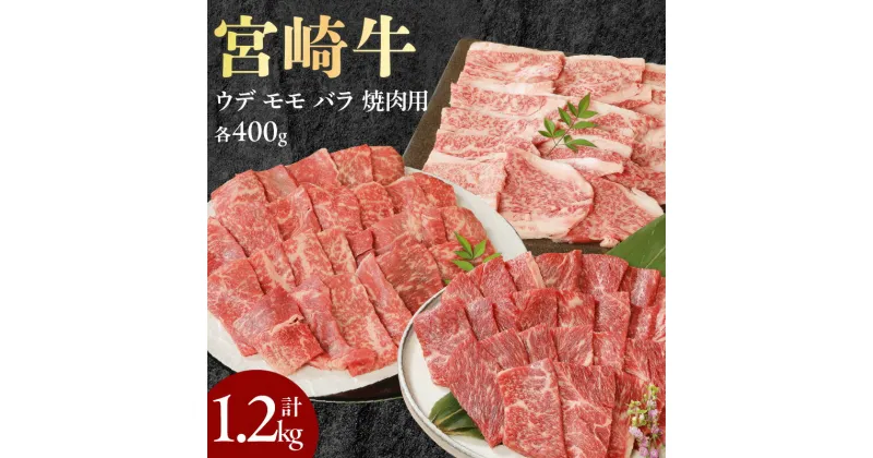 【ふるさと納税】宮崎牛 ウデ モモ バラ 焼肉用 各400g 計1.2kg ミヤチク 国産