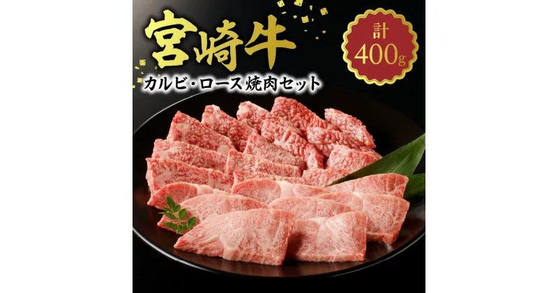 【ふるさと納税】牛肉 宮崎県産 宮崎牛 黒毛和種 肉質等級4等級以上 カルビ ロース 各 200g 合計 400g 焼肉セット 焼肉 お肉 肉 食品 バーベキュー お取り寄せ お取り寄せグルメ 宮崎県 延岡市 送料無料