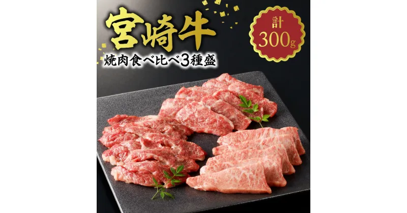 【ふるさと納税】牛肉 宮崎牛 焼肉 食べ比べ 3種盛 合計 300g サーロイン カルビ カタ セット 肉質等級 4等級以上 お肉 肉 バーベキュー 国産 国産牛 和牛 食品 冷凍お取り寄せ お取り寄せグルメ 宮崎県 延岡市 送料無料