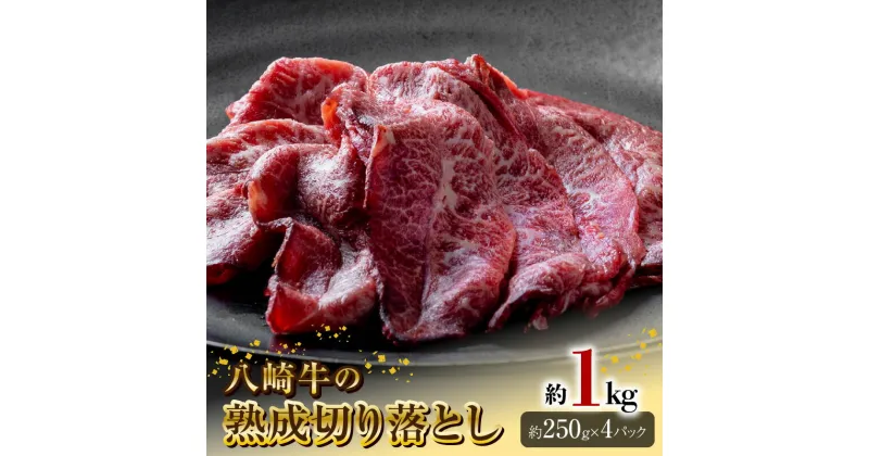 【ふるさと納税】八崎牛 熟成 切り落とし 約 250g × 4 計 1kg 牛肉 牛 肉 赤身 和牛 黒毛和牛 肩ロース 内モモ 国産 冷凍 食品 グルメ 炒め物 肉じゃが 小分け お取り寄せ お取り寄せグルメ 鏡山牧場 宮崎県 延岡市 送料無料