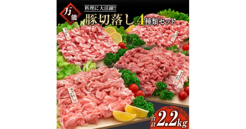 【ふるさと納税】豚肉 切り落とし 4種 セット 合計2.2kg 日南市産 ポーク 国産 食品 おかず お弁当 おつまみ 万能食材 豚ロース 豚バラ 豚モモ 豚ウデ 切落し 食べ比べ 人気 おすすめ カレー 焼肉 生姜焼き 炒め物 大容量 お取り寄せ おすそ分け 宮崎県 日南市 送料無料